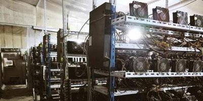 A large-scale cryptocurrency mining farm showcasing rows of ASIC miners