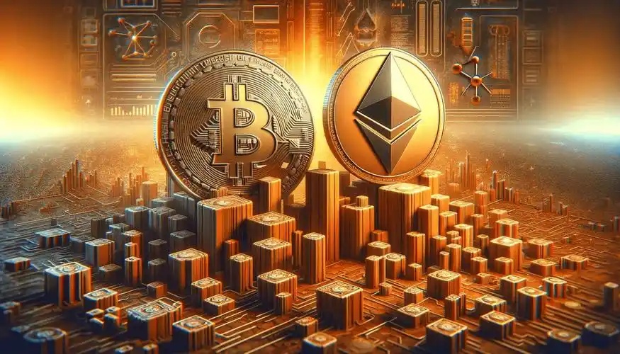 A vibrant depiction of Bitcoin mining operations in action